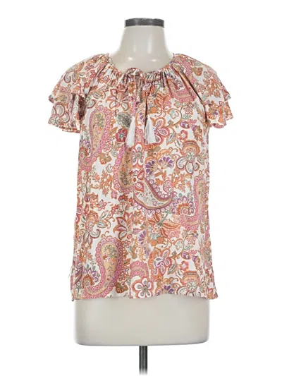 Pre-owned Nicole Miller Short Sleeve Blouse In Pink