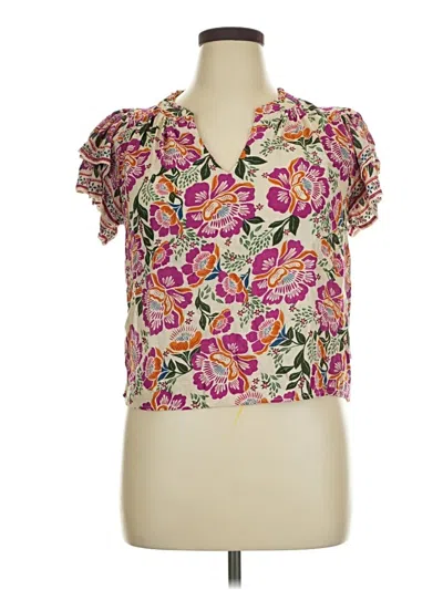 Pre-owned Nicole Miller Short Sleeve Blouse In Pink