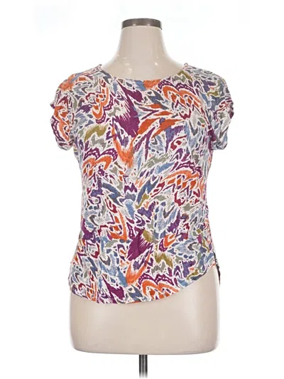 Pre-owned Nicole Miller Short Sleeve Blouse In Purple