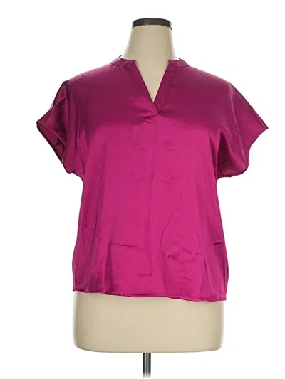 Pre-owned Nicole Miller Short Sleeve Blouse In Purple