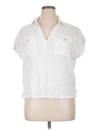 Pre-owned Nicole Miller Short Sleeve Blouse In White