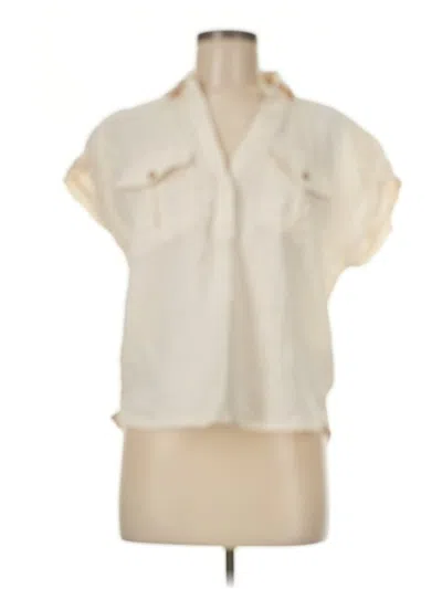 Pre-owned Nicole Miller Short Sleeve Blouse In White