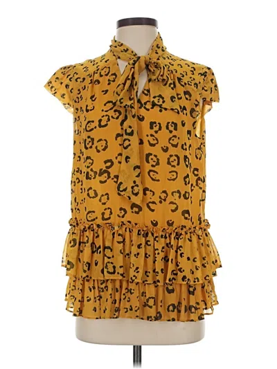 Pre-owned Nicole Miller Short Sleeve Blouse In Yellow