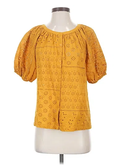 Pre-owned Nicole Miller Short Sleeve Blouse In Yellow