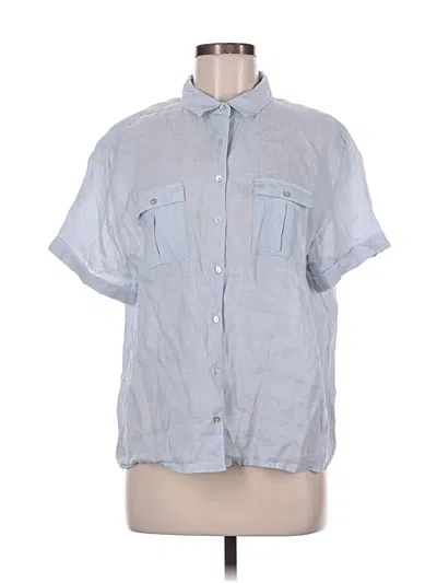 Pre-owned Nicole Miller Short Sleeve Button Down Shirt In Gray
