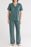 Nicole Miller Short Sleeve Notch Pajamas In Pine