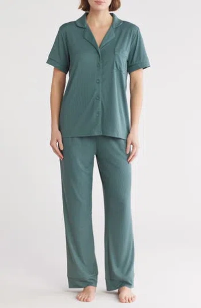 Nicole Miller Short Sleeve Notch Pajamas In Pine
