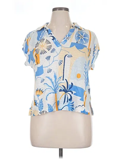 Pre-owned Nicole Miller Short Sleeve Polo Shirt In Blue