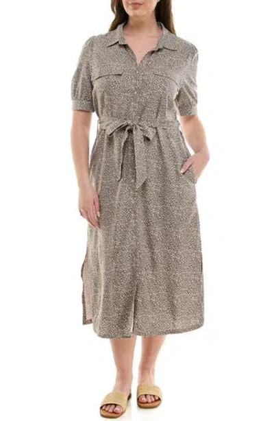 Nicole Miller Short Sleeve Shirtdress In Gray