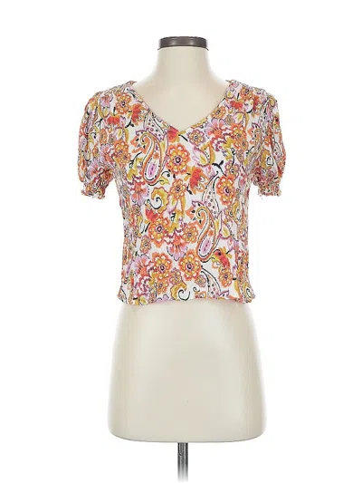 Pre-owned Nicole Miller Short Sleeve T-shirt In Orange