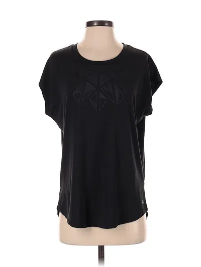Pre-owned Nicole Miller Short Sleeve Top Black Keyhole Neckline Tops