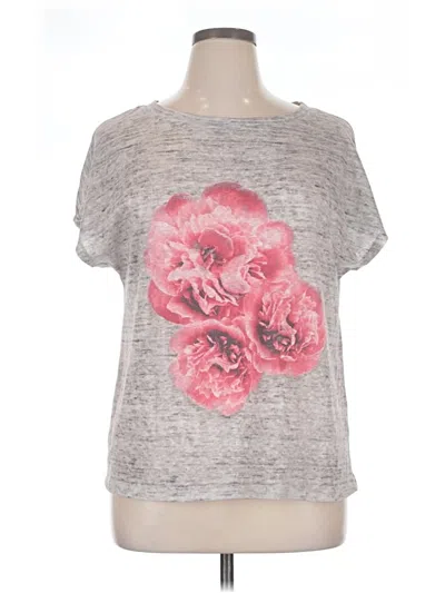 Pre-owned Nicole Miller Short Sleeve Top Gray Scoop Neck Tops