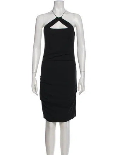Pre-owned Nicole Miller Silk Knee-length Dress In Black