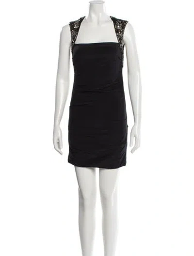 Pre-owned Nicole Miller Silk Knee-length Dress In Black