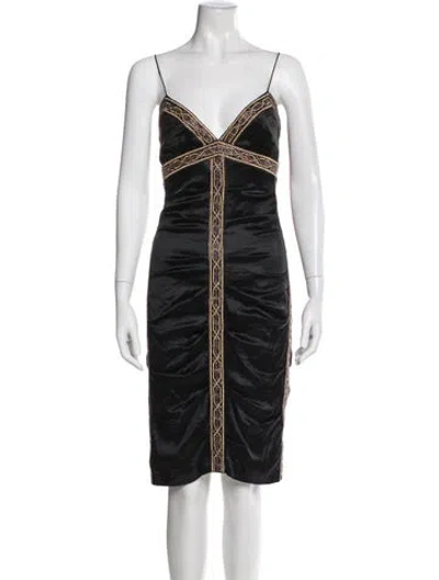 Pre-owned Nicole Miller Silk Knee-length Dress In Black
