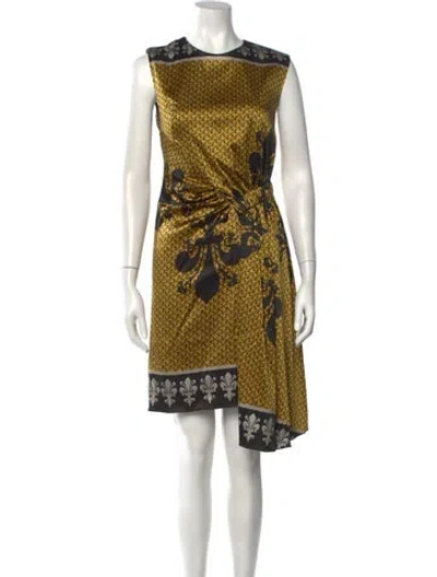 Pre-owned Nicole Miller Silk Knee-length Dress In Black/gold