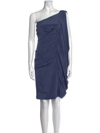 Pre-owned Nicole Miller Silk Knee-length Dress In Blue