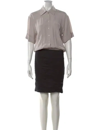 Pre-owned Nicole Miller Silk Knee-length Dress In Gray