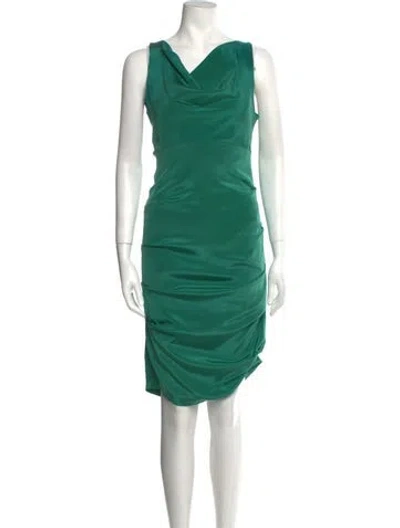 Pre-owned Nicole Miller Silk Knee-length Dress In Green