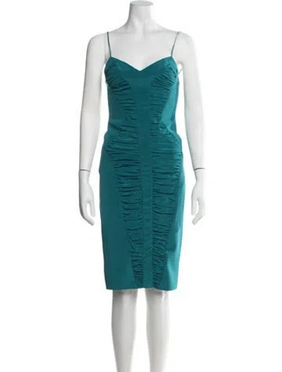 Pre-owned Nicole Miller Silk Knee-length Dress In Green