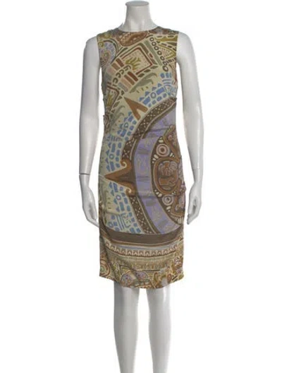 Pre-owned Nicole Miller Silk Knee-length Dress In Neutral