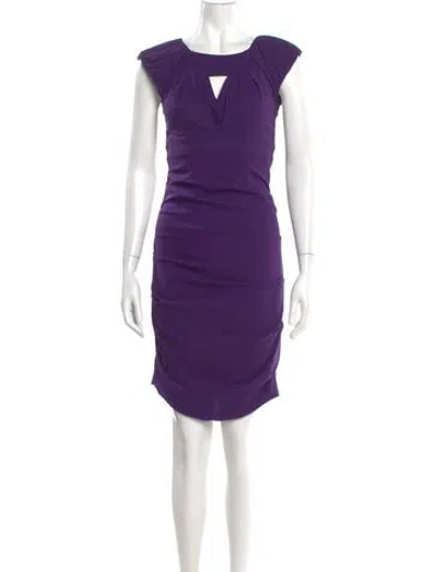 Pre-owned Nicole Miller Silk Knee-length Dress In Purple