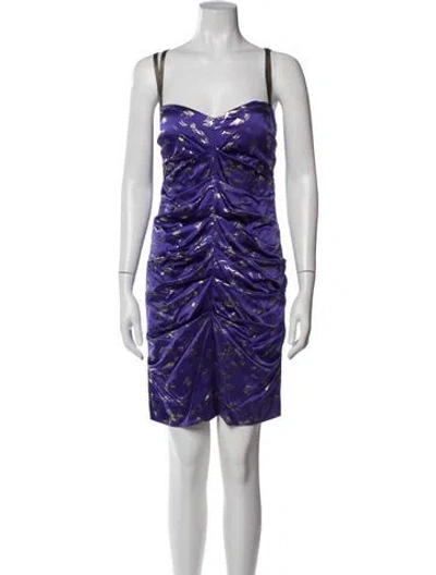 Pre-owned Nicole Miller Silk Knee-length Dress W/ Tags In Purple