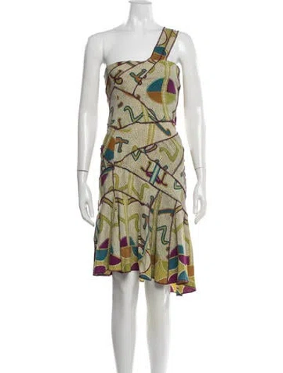 Pre-owned Nicole Miller Silk Knee-length Dress In Yellow