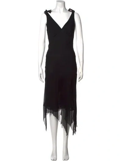 Pre-owned Nicole Miller Silk Long Dress In Black