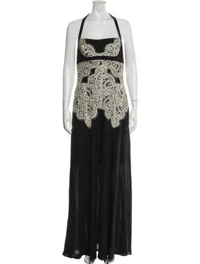 Pre-owned Nicole Miller Silk Long Dress In Black