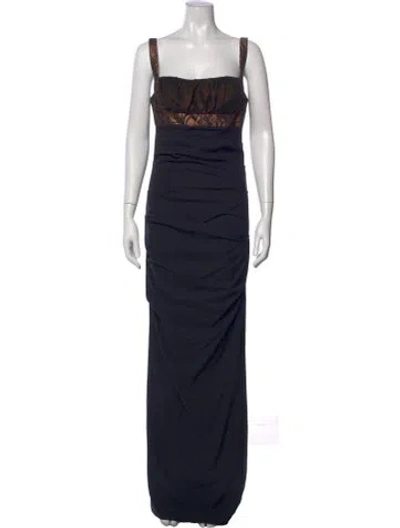 Pre-owned Nicole Miller Silk Long Dress In Black