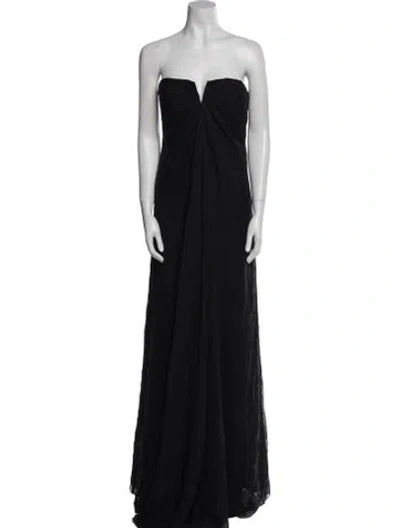 Pre-owned Nicole Miller Silk Long Dress In Black