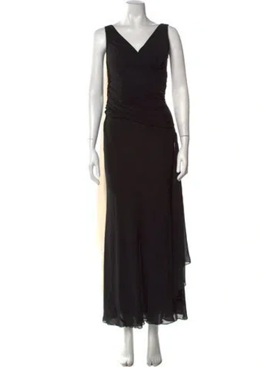 Pre-owned Nicole Miller Silk Long Dress In Black