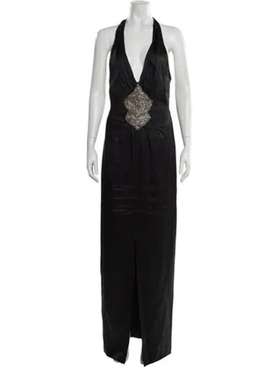 Pre-owned Nicole Miller Silk Long Dress In Black