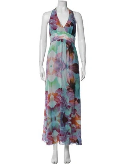 Pre-owned Nicole Miller Silk Long Dress In Blue