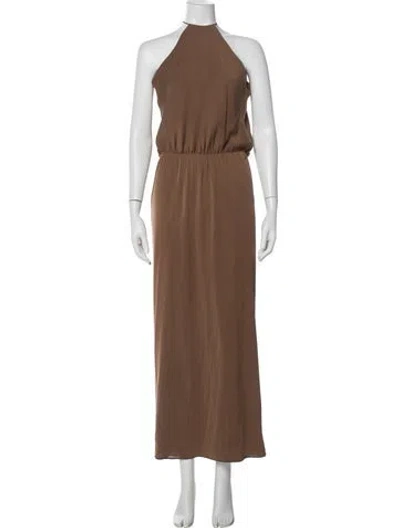Pre-owned Nicole Miller Silk Long Dress In Brown