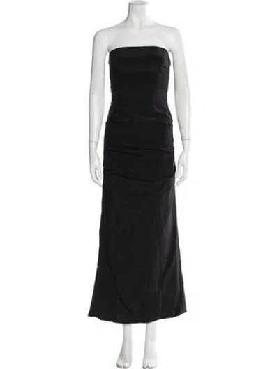 Pre-owned Nicole Miller Silk Long Dress In Gray