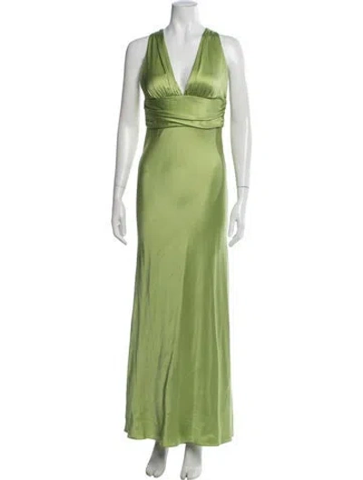 Pre-owned Nicole Miller Silk Long Dress In Green