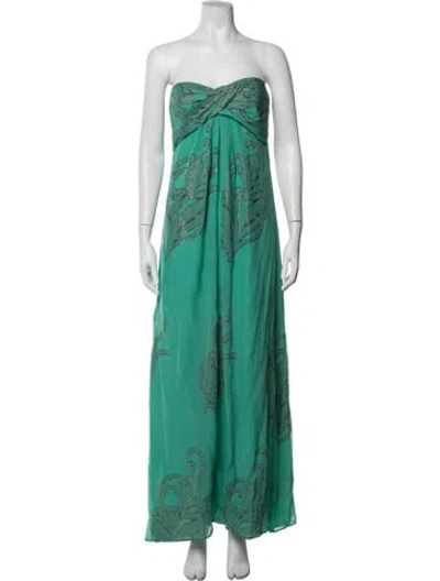 Pre-owned Nicole Miller Silk Long Dress In Green