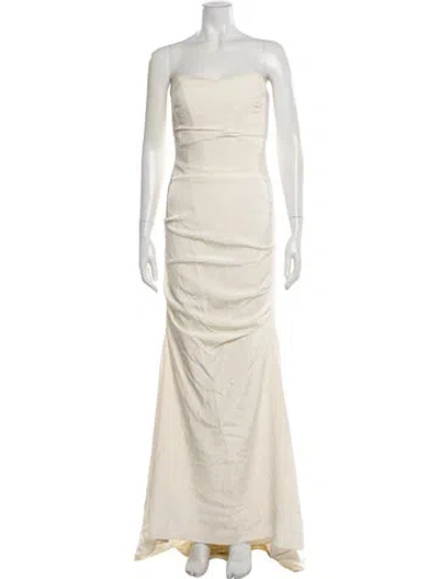 Pre-owned Nicole Miller Silk Long Dress In Neutral