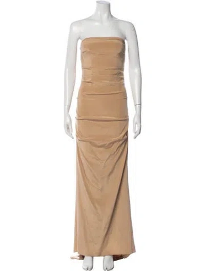 Pre-owned Nicole Miller Silk Long Dress In Neutral