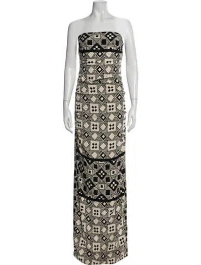 Pre-owned Nicole Miller Silk Long Dress In Neutrals