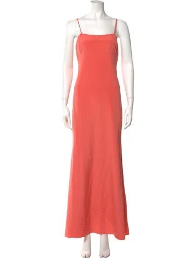 Pre-owned Nicole Miller Silk Long Dress In Orange