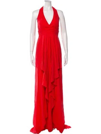 Pre-owned Nicole Miller Silk Long Dress In Pink
