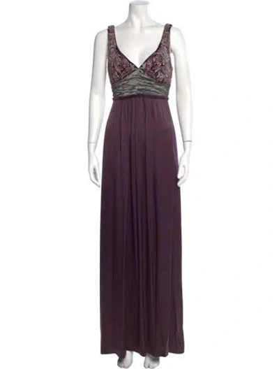 Pre-owned Nicole Miller Silk Long Dress In Purple