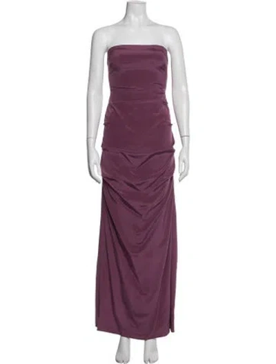 Pre-owned Nicole Miller Silk Long Dress In Purple