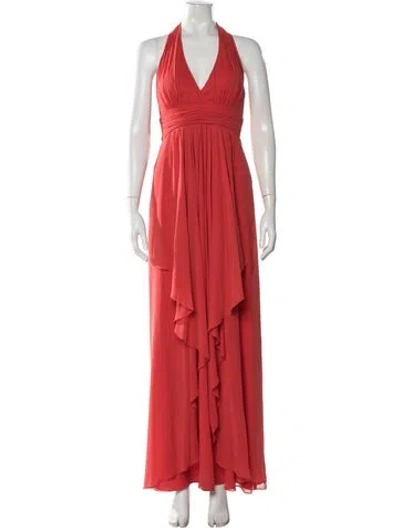 Pre-owned Nicole Miller Silk Long Dress In Red