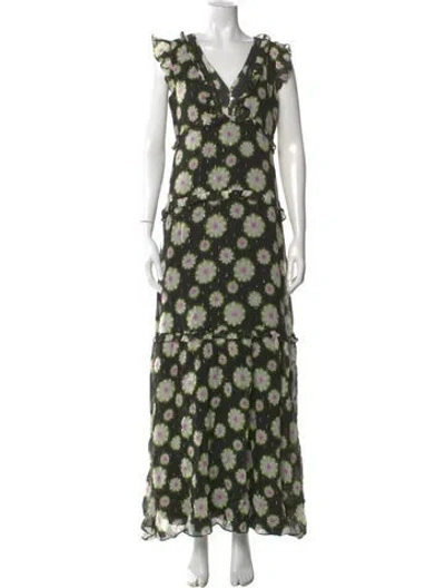 Pre-owned Nicole Miller Silk Long Dress W/ Tags In Green