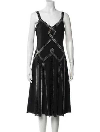 Pre-owned Nicole Miller Silk Midi Length Dress In Black