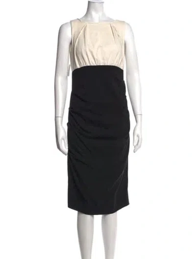 Pre-owned Nicole Miller Silk Midi Length Dress In Black